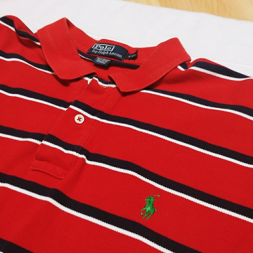 Polo Ralph Lauren Shirt Red Blue Striped Men XXL 2